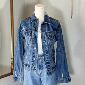 Reformation Denim Jacket S Blue Vintage Wash 100% Cotton Sustainable Cool Girl